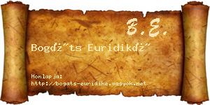 Bogáts Euridiké névjegykártya